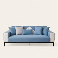 Non-Slip Sofa Cover – Plain Stretch – Stormy Blue