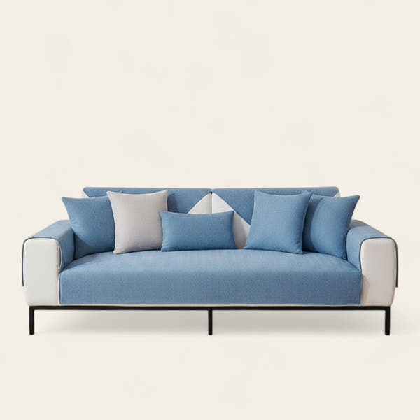 Non-Slip Sofa Cover – Plain Stretch – Stormy Blue