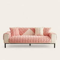 Non-Slip Sofa Cover – Quilted Brick – Soft Blush