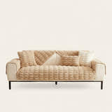 Non-Slip Sofa Cover – Quilted Waffle – Bouclé Sand
