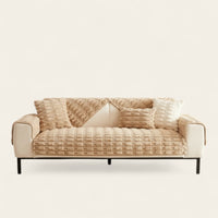 Non-Slip Sofa Cover – Quilted Waffle – Bouclé Sand