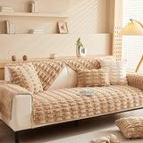 Non-Slip Sofa Cover – Quilted Waffle – Bouclé Sand