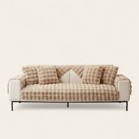 Non-Slip Sofa Cover – Velvet Brick – Bouclé Sand