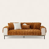 Non-Slip Sofa Cover – Velvet Brick – Caramel