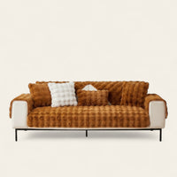 Non-Slip Sofa Cover – Velvet Brick – Caramel