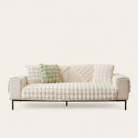 Non-Slip Sofa Cover – Velvet Brick – Ivory Cream
