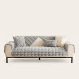 Non-Slip Sofa Cover – Velvet Brick – Pearl Grey