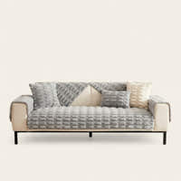 Non-Slip Sofa Cover – Velvet Brick – Pearl Grey