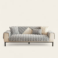 Non-Slip Sofa Cover – Velvet Brick – Pearl Grey