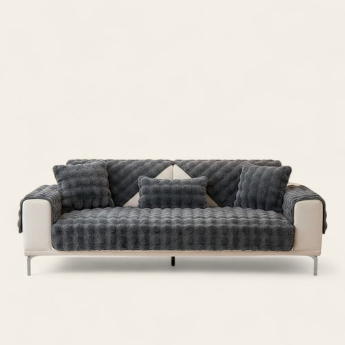 Non-Slip Sofa Cover – Velvet Bubble – Charcoal