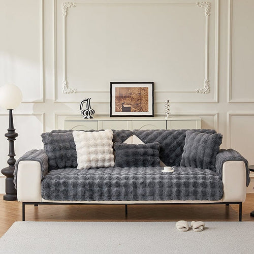 Non-Slip Sofa Cover – Velvet Bubble – Charcoal