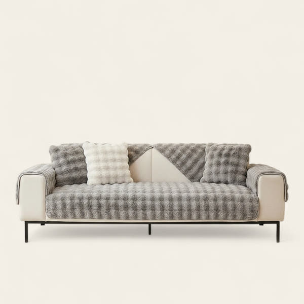 Non-Slip Sofa Cover – Velvet Bubble – Pearl Grey