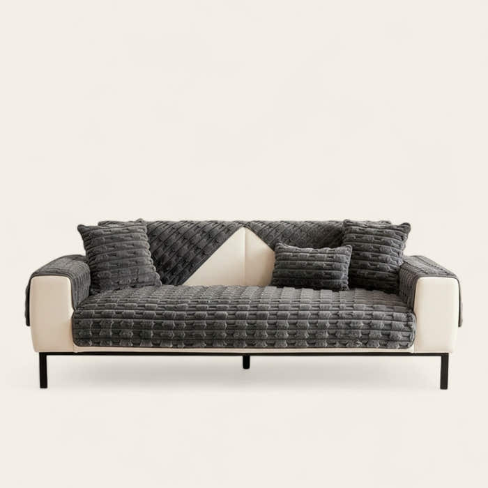Non-Slip Sofa Cover – Velvet Bubble Sectional – Charcoal