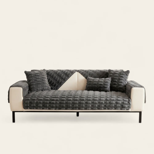 Non-Slip Sofa Cover – Velvet Bubble Sectional – Charcoal