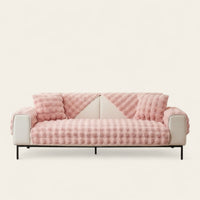 Non-Slip Sofa Cover – Velvet Bubble – Soft Blush