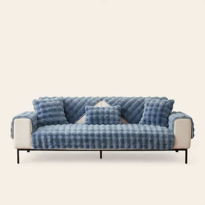 Non-Slip Sofa Cover – Velvet Bubble – Stormy Blue