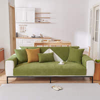Non-Slip Sofa Cover – Velvet Plush – Moss