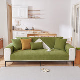 Non-Slip Sofa Cover – Velvet Plush – Moss