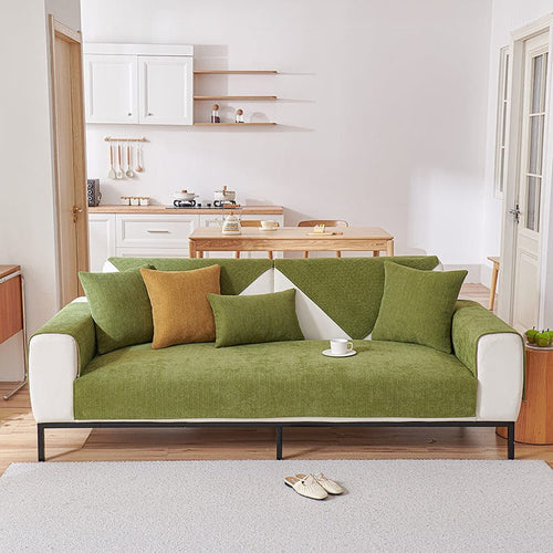 Non-Slip Sofa Cover – Velvet Plush – Moss
