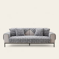 Non-Slip Sofa Cover – Velvet Quilted – Pearl Grey