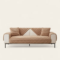 Non-Slip Sofa Cover – Velvet Ribbed – Caramel