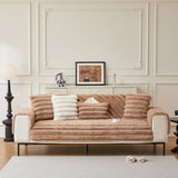 Non-Slip Sofa Cover – Velvet Ribbed – Caramel