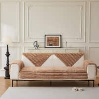 Non-Slip Sofa Cover – Velvet Ribbed – Caramel
