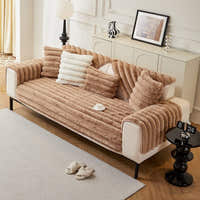 Non-Slip Sofa Cover – Velvet Ribbed – Caramel