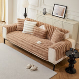 Non-Slip Sofa Cover – Velvet Ribbed – Caramel