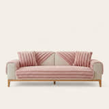 Non-Slip Sofa Cover – Velvet Ribbed – Soft Blush