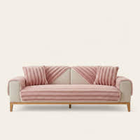 Non-Slip Sofa Cover – Velvet Ribbed – Soft Blush