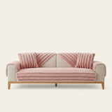 Non-Slip Sofa Cover – Velvet Ribbed – Soft Blush