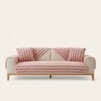 Non-Slip Sofa Cover – Velvet Ribbed – Soft Blush