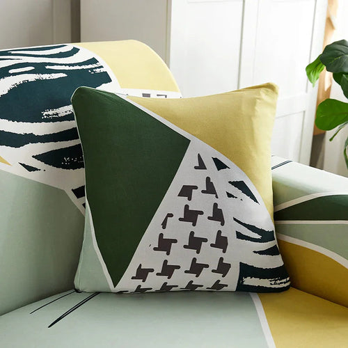 Pillow Cover – Abstract Collage – Mustard
