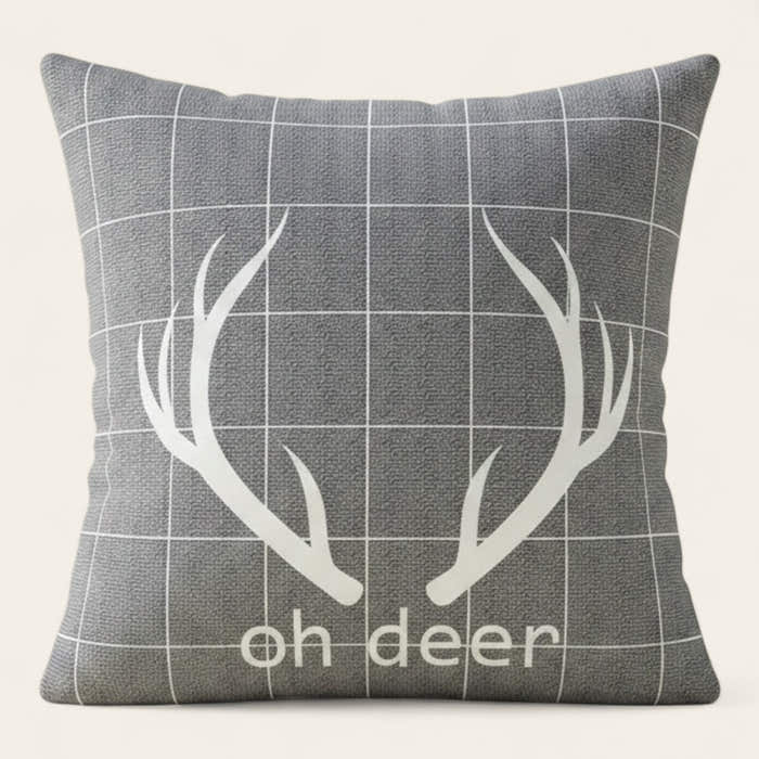 Pillow Cover – Antler Print – Pearl Grey