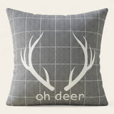 Pillow Cover – Antler Print – Pearl Grey
