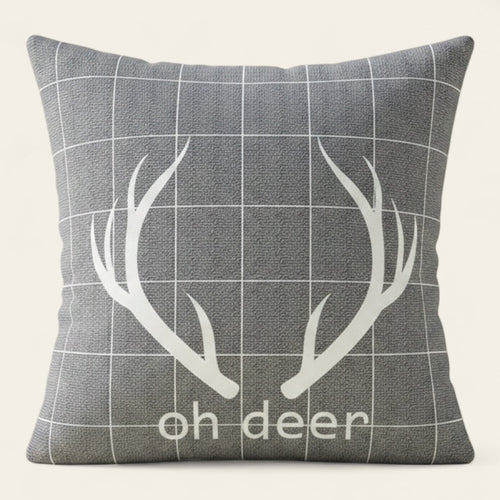 Pillow Cover – Antler Print – Pearl Grey