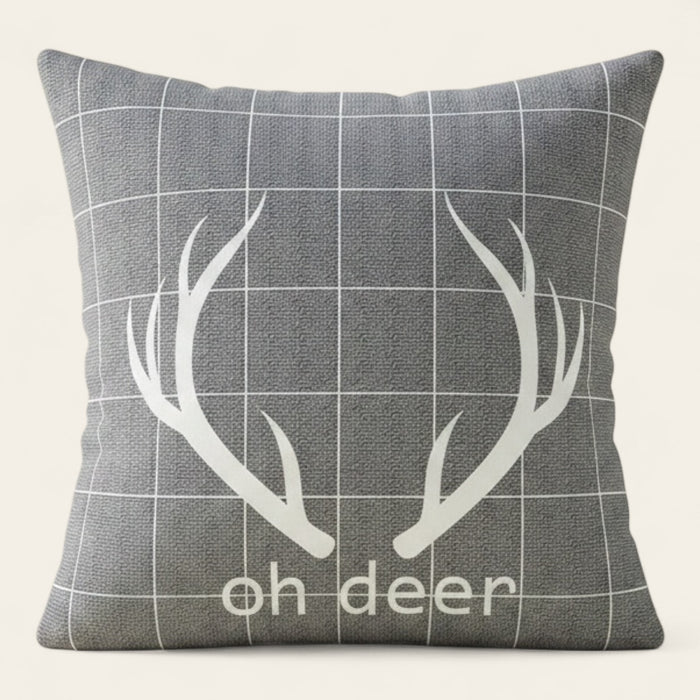 Pillow Cover – Antler Print – Pearl Grey