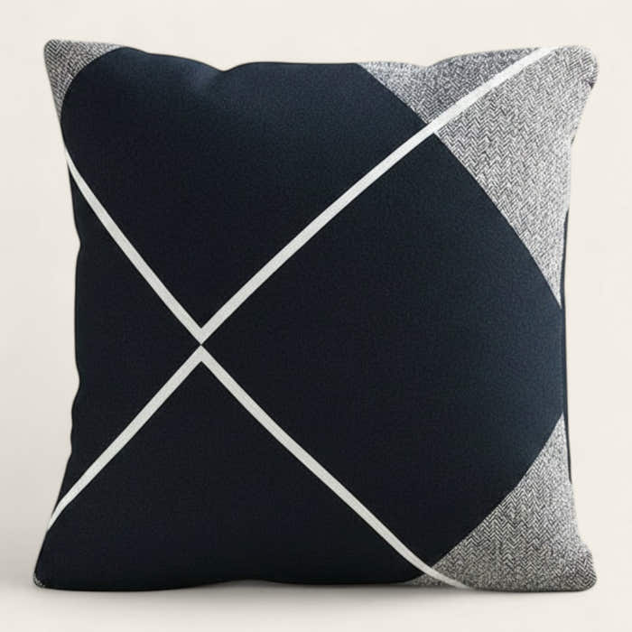 Pillow Cover – Argyle Diamond – Midnight Navy