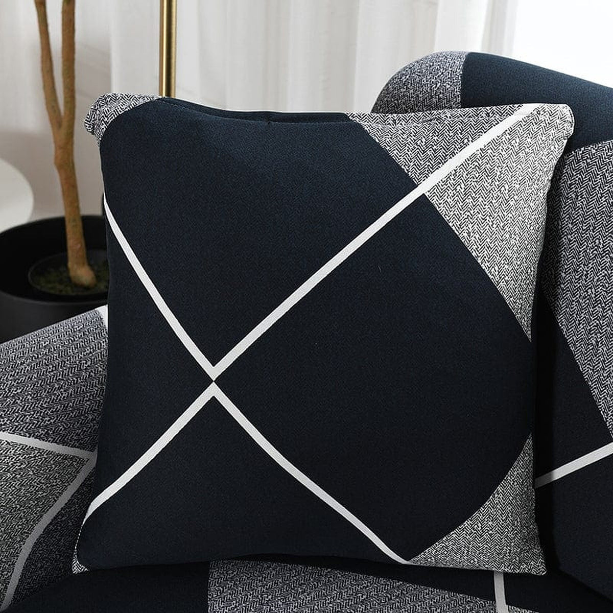 Pillow Cover – Argyle Diamond – Midnight Navy