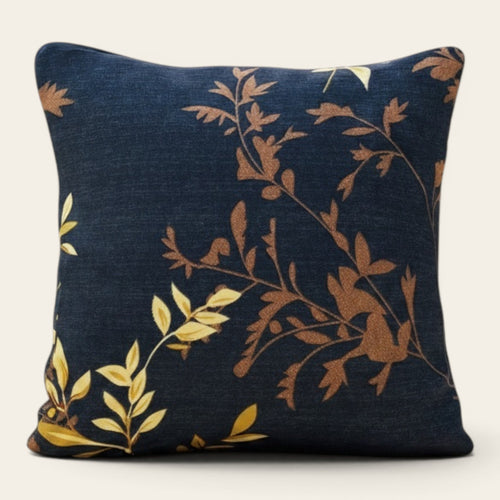 Pillow Cover – Autumn Branch Print – Midnight Navy
