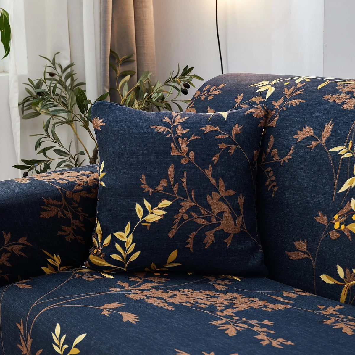 Pillow Cover – Autumn Branch Print – Midnight Navy