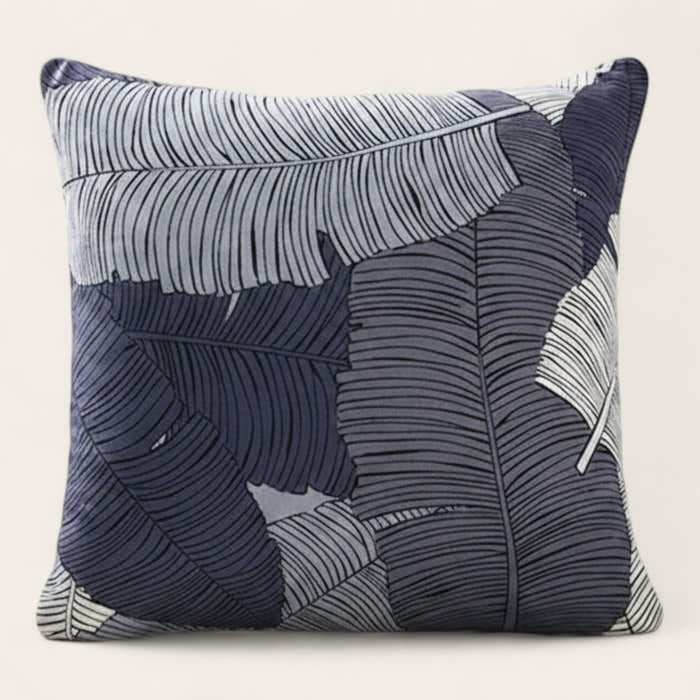 Pillow Cover – Banana Leaf Print – Midnight Navy
