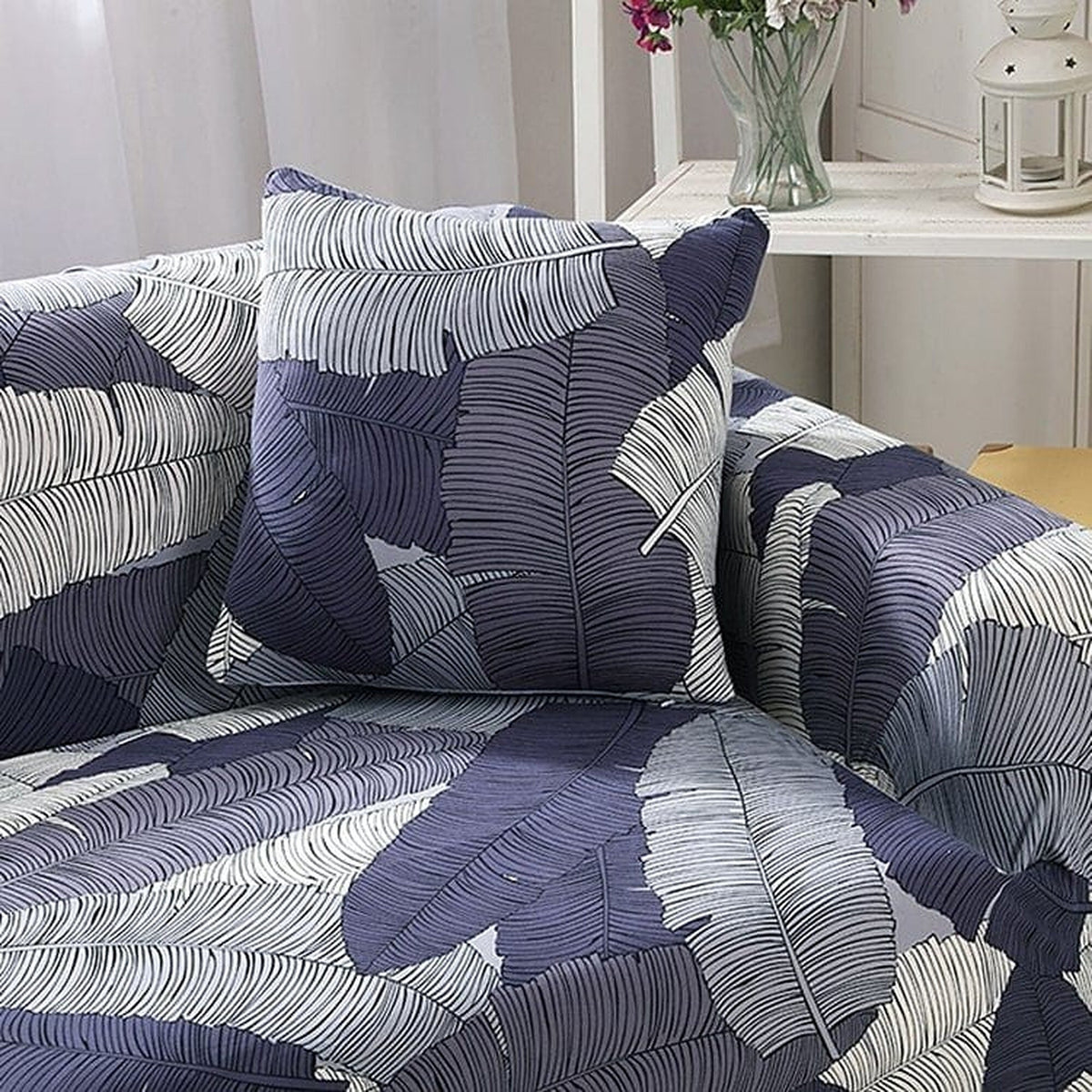 Pillow Cover – Banana Leaf Print – Midnight Navy
