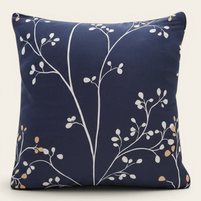 Pillow Cover – Botanical Branch Print – Midnight Navy