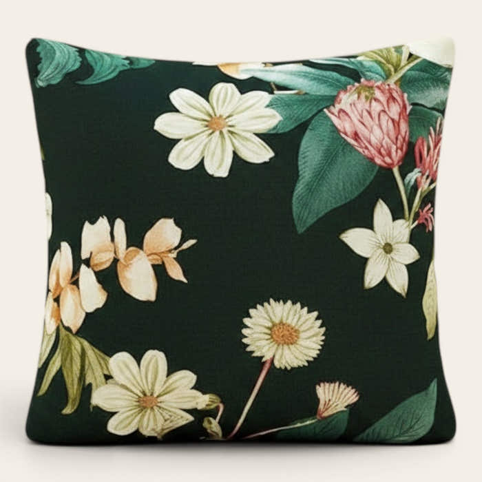 Pillow Cover – Botanical Floral Print – Forest
