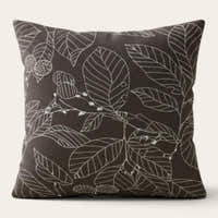 Pillow Cover – Botanical Leaf Print – Espresso