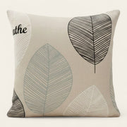 Pillow Cover – Botanical Leaves Print – Pearl Grey