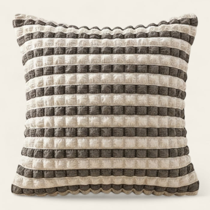 Pillow Cover – Bubble Stripe – Pearl & Cocoa