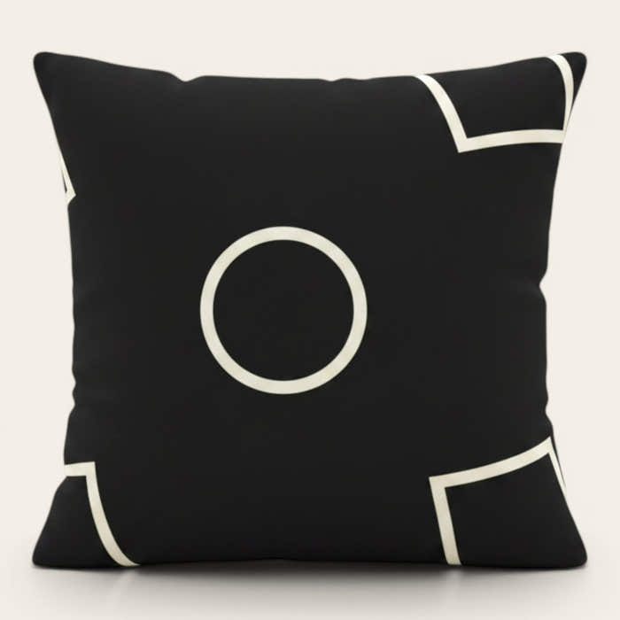 Pillow Cover – Circle Print – Ink Black